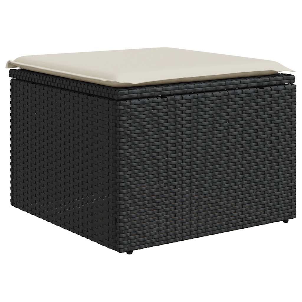 9-tlg. Garten-Sofagarnitur mit Kissen Schwarz Poly Rattan