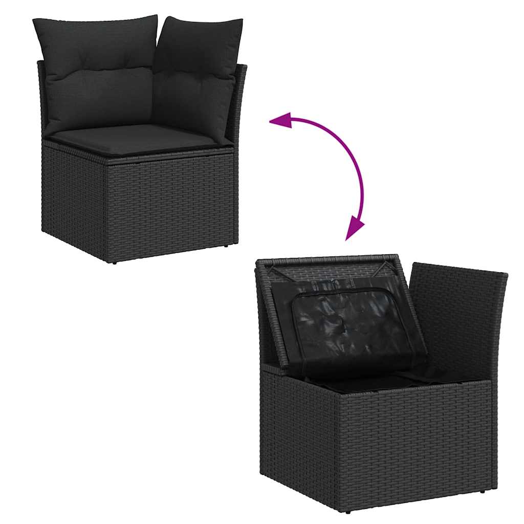 4-tlg. Garten-Sofagarnitur mit Kissen Schwarz Poly Rattan