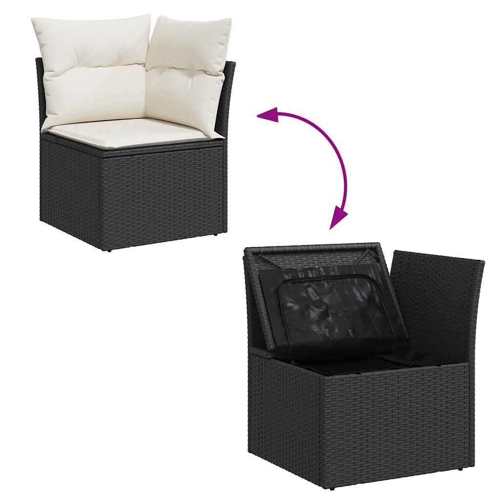 4-tlg. Garten-Sofagarnitur mit Kissen Schwarz Poly Rattan