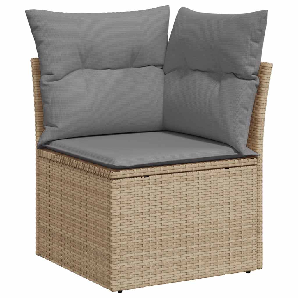 5-tlg. Garten-Sofagarnitur mit Kissen Beige Poly Rattan Akazie