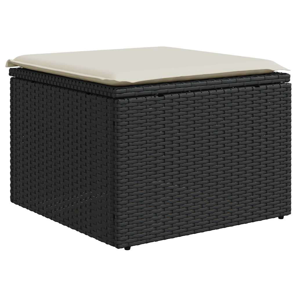 8-tlg. Garten-Sofagarnitur mit Kissen Schwarz Poly Rattan