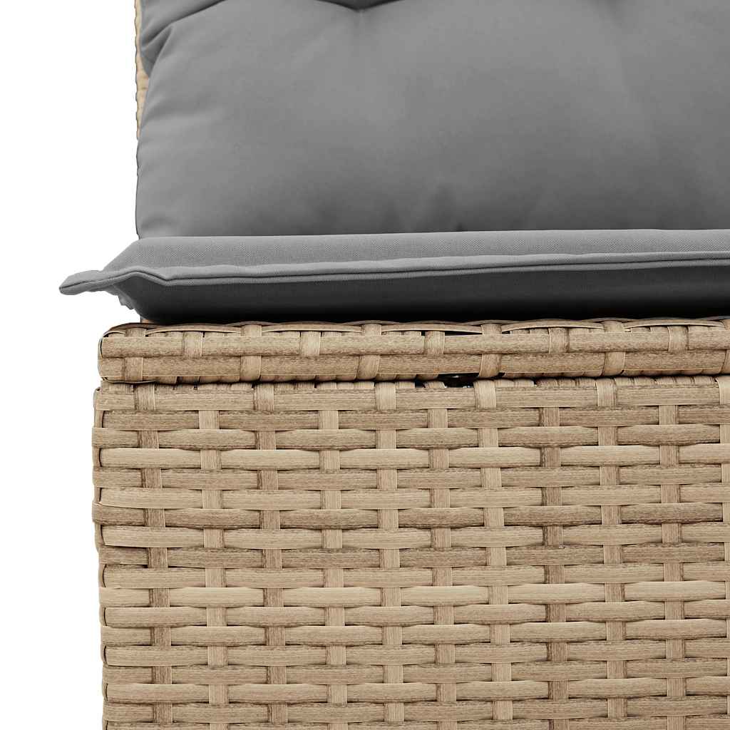 7-tlg. Garten-Sofagarnitur mit Kissen Beige Poly Rattan Akazie