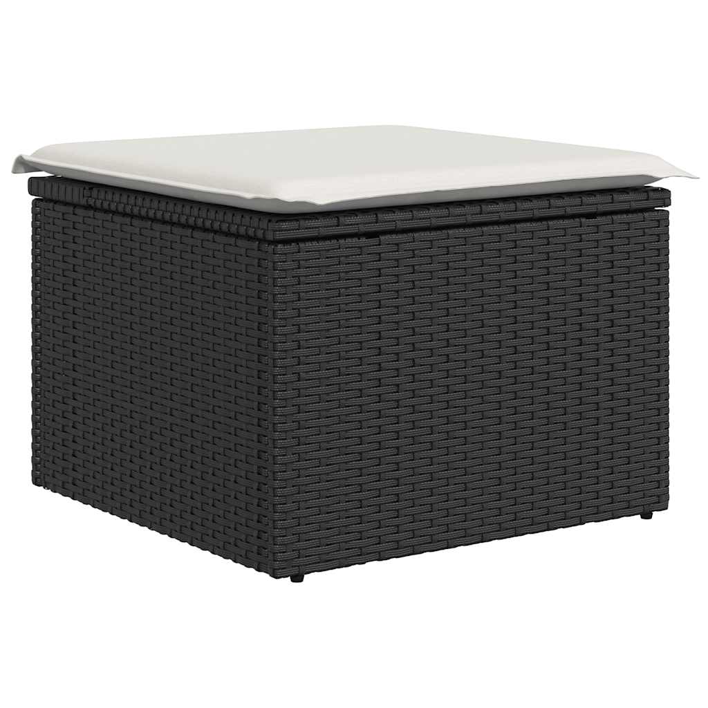 8-tlg. Garten-Sofagarnitur mit Kissen Schwarz Poly Rattan