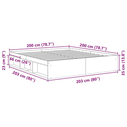 Bettgestell ohne Matratze Artisan-Eiche 200x200cm Holzwerkstoff