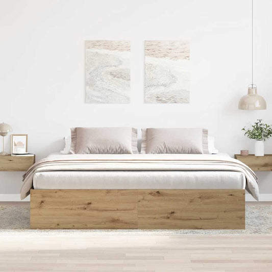 Bettgestell ohne Matratze Artisan-Eiche 200x200cm Holzwerkstoff