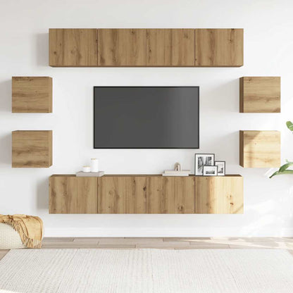 8-tlg. TV-Schrank-Set Wandmontage Artisan-Eiche Holzwerkstoff