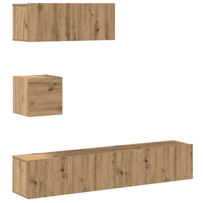 4-tlg. TV-Schrank-Set Wandmontage Artisan-Eiche Holzwerkstoff