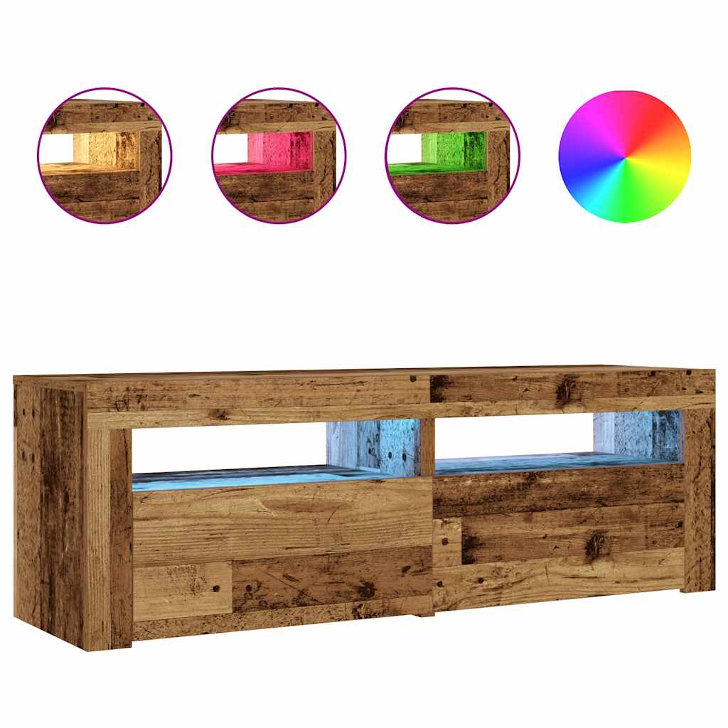 Nachttische 2 Stk. mit LEDs Altholz-Optik 60x35x40 cm