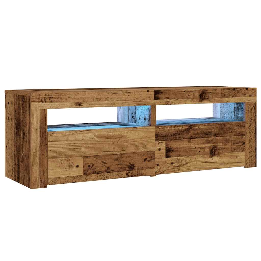 Nachttische 2 Stk. mit LEDs Altholz-Optik 60x35x40 cm