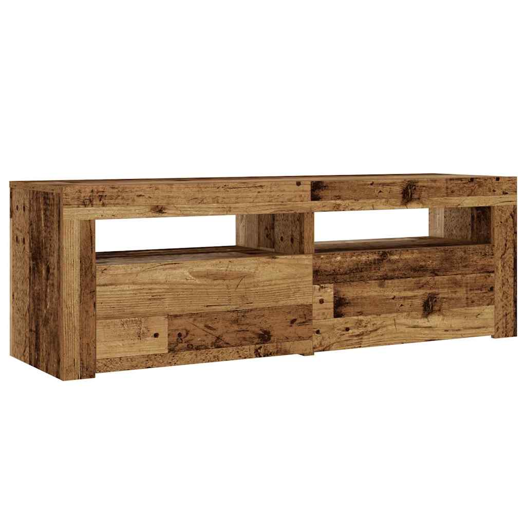 Nachttische 2 Stk. mit LEDs Altholz-Optik 60x35x40 cm