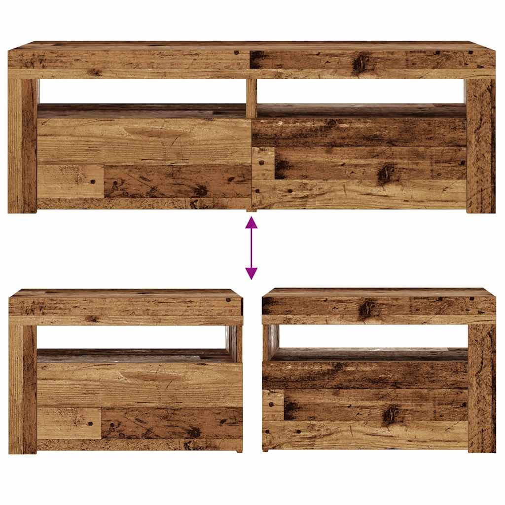 Nachttische 2 Stk. mit LEDs Artisan-Eiche 60x35x40 cm