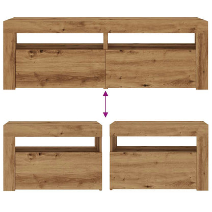 Nachttische 2 Stk. mit LEDs Artisan-Eiche 60x35x40 cm