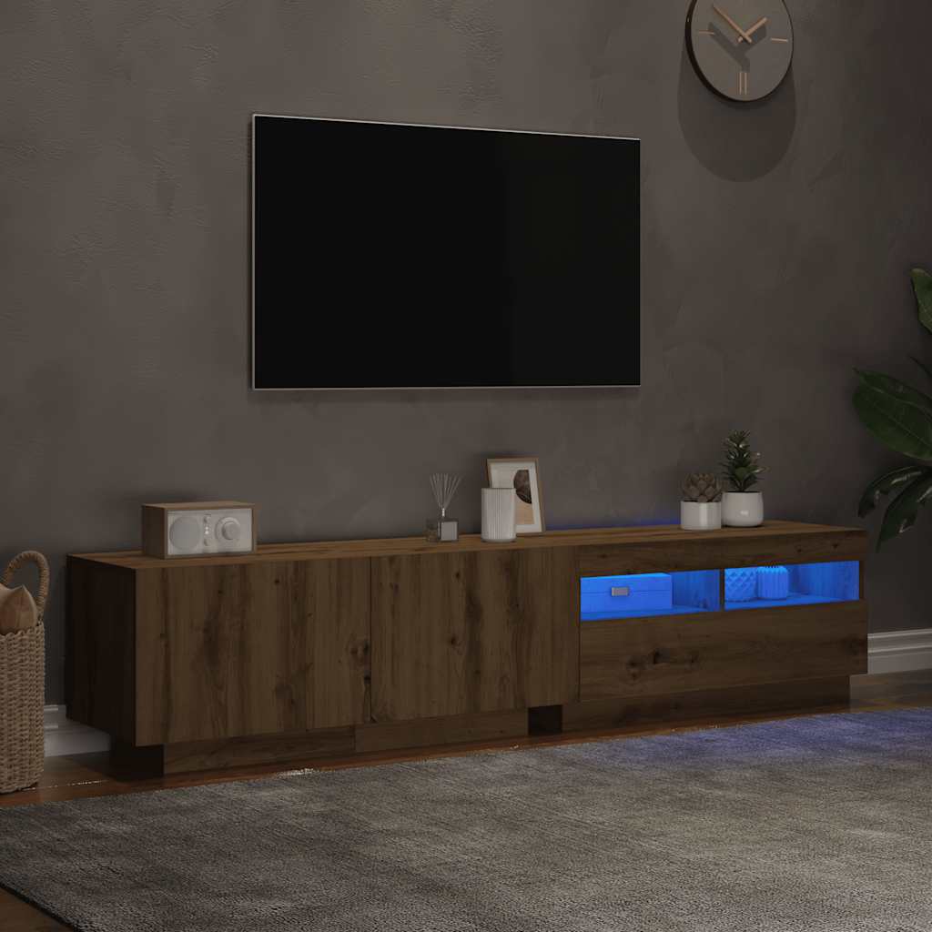 TV-Schrank mit LED-Leuchten Artisan-Eiche 180x35x40 cm