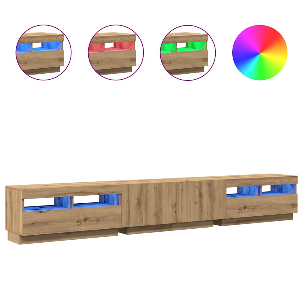 TV-Schrank mit LED-Leuchten Artisan-Eiche 260x35x40 cm