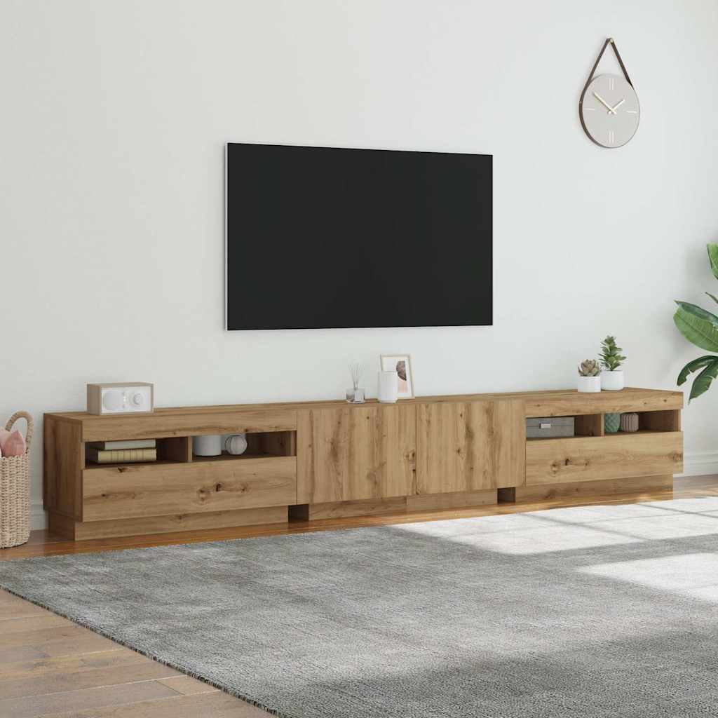 TV-Schrank mit LED-Leuchten Artisan-Eiche 260x35x40 cm