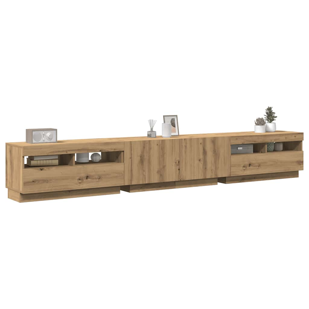 TV-Schrank mit LED-Leuchten Artisan-Eiche 260x35x40 cm