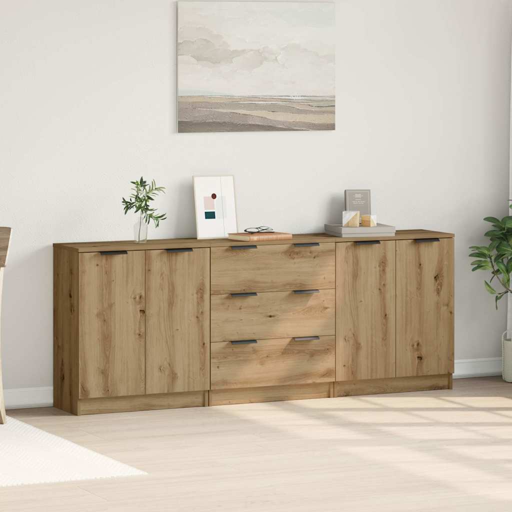 Sideboards 3 Stk. Artisan-Eiche 60x30x70 cm Holzwerkstoff