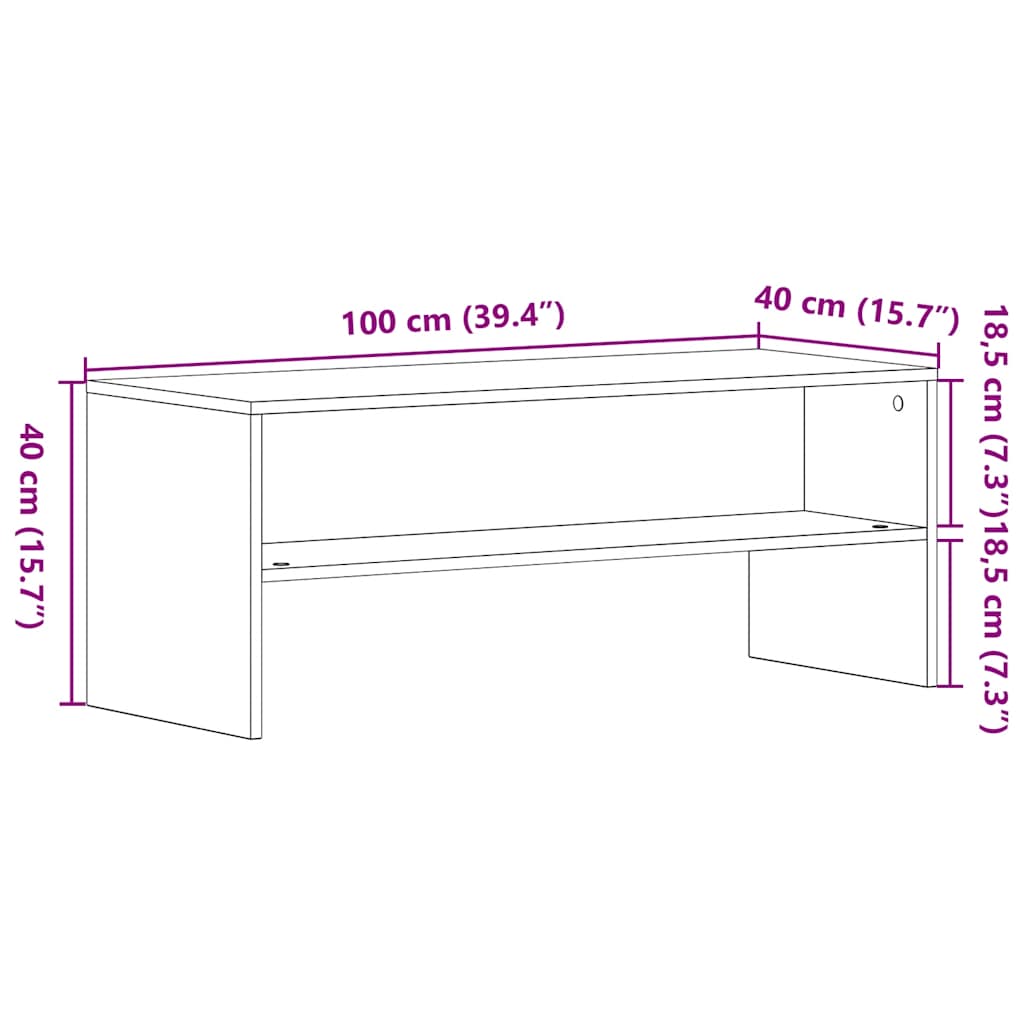 TV-Schrank Schwarz Eichen-Optik 100x40x40 cm Holzwerkstoff