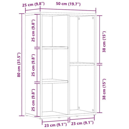 Bücherregal Schwarz Eichen-Optik 50x25x80 cm Holzwerkstoff