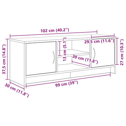TV-Schrank Eiche schwarz 102x30x37,5 cm Holzwerkstoff