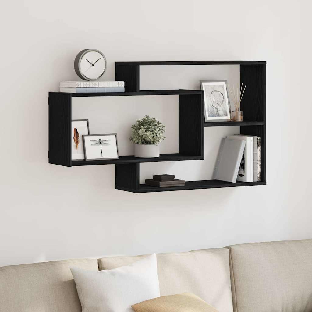 Wandregal Eiche Schwarz 104x20x58,5 cm Holzwerkstoff