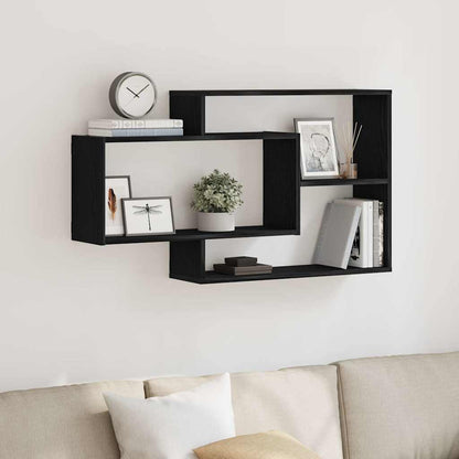 Wandregal Eiche Schwarz 104x20x58,5 cm Holzwerkstoff