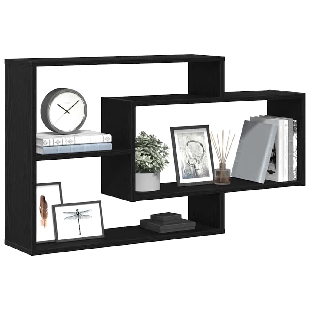 Wandregal Eiche Schwarz 104x20x58,5 cm Holzwerkstoff