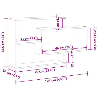 Wandregal Eiche Schwarz 104x20x58,5 cm Holzwerkstoff