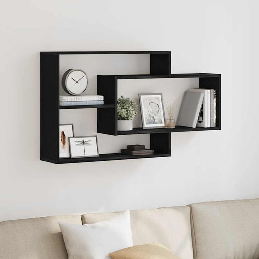 Wandregal Eiche Schwarz 104x20x58,5 cm Holzwerkstoff