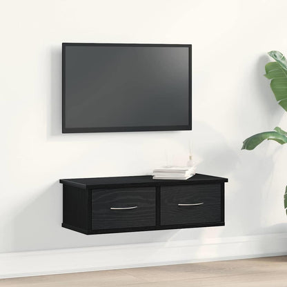 Wandschrank Wandmontiert Schwarz Eichen-Optik 60 x 26 x 18,5 cm