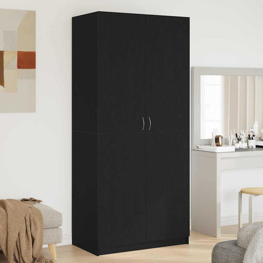 Kleiderschrank mit Tür Schwarz Eichen-Optik 90 x 52 x 200 cm