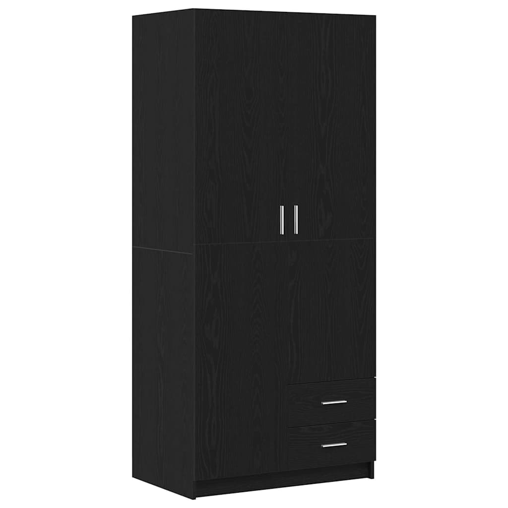 Kleiderschrank mit Tür Schwarz Eichen-Optik 80 x 52 x 180 cm