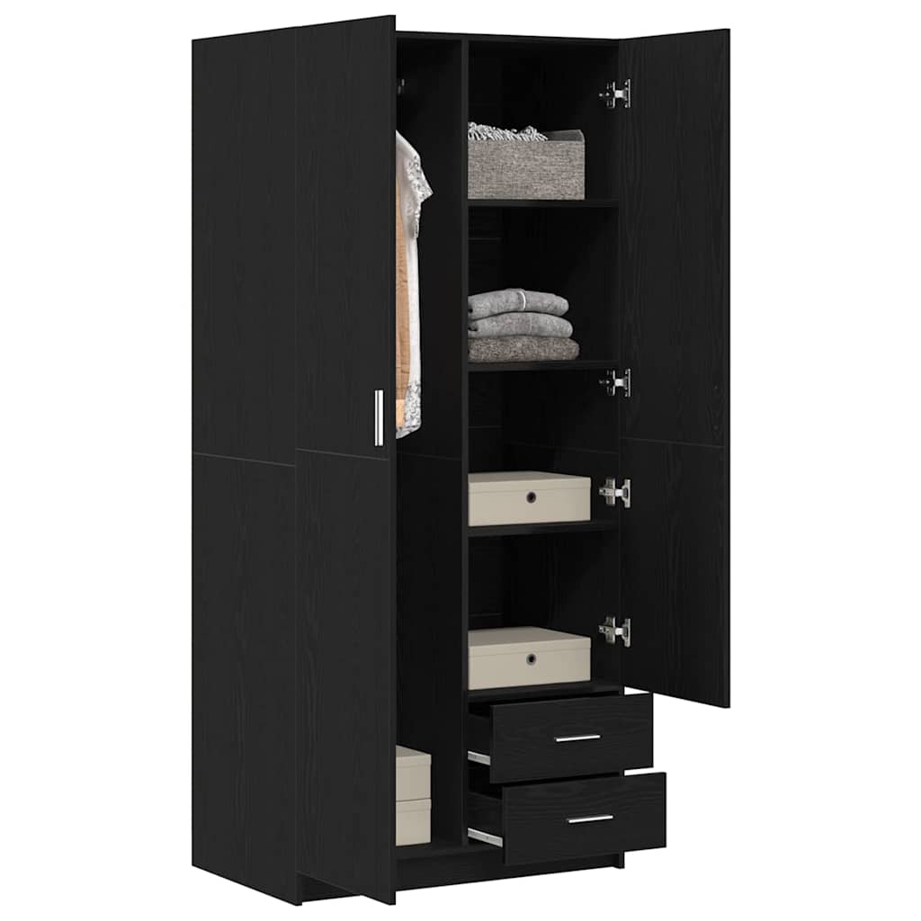 Kleiderschrank mit Tür Schwarz Eichen-Optik 80 x 52 x 180 cm