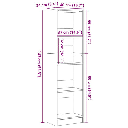 Bücherregal Schwarz Eichen-Optik 40x24x143 cm Holzwerkstoff