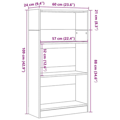 Bücherregal Schwarz Eichen-Optik 60x24x109 cm Holzwerkstoff