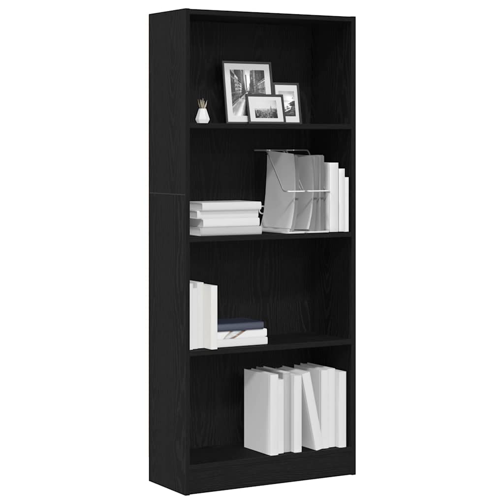 Bücherregal Schwarz Eichen-Optik 60 x 24 x 143 cm Holzwerkstoff