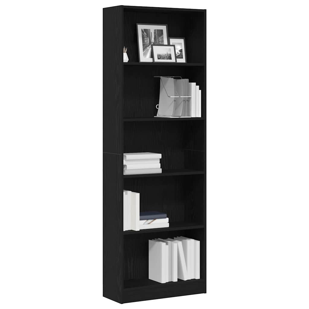 Bücherregal Schwarz Eichen-Optik 60 x 24 x 176 cm Holzwerkstoff