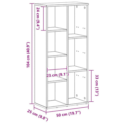 Bücherregal Schwarz Eichen-Optik 50x25x104 cm Holzwerkstoff