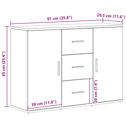 Sideboard Schwarz Eichen-Optik 91x29,5x65 cm Holzwerkstoff