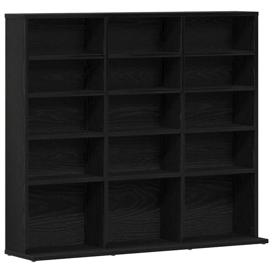 CD-Schrank Schwarz Eichen-Optik 100x23x89,5 cm Holzwerkstoff