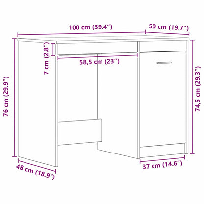 Schreibtisch Schwarze Eiche 100 x 50 x 76 cm Holzwerkstoff