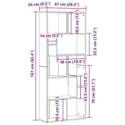 Bücherregal Schwarz Eichen-Optik 67x24x161 cm Holzwerkstoff