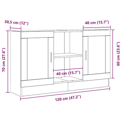 Sideboard Schwarz Eichen-Optik 120 x 30,5 x 70 cm Holzwerkstoff