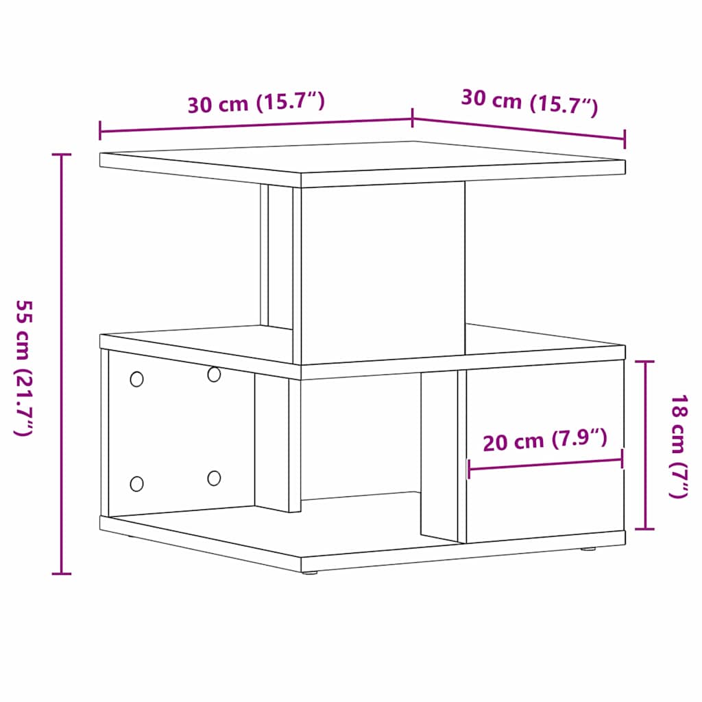 Beistelltisch Artisan-Eiche 30 x 30 x 55 cm Holzwerkstoff