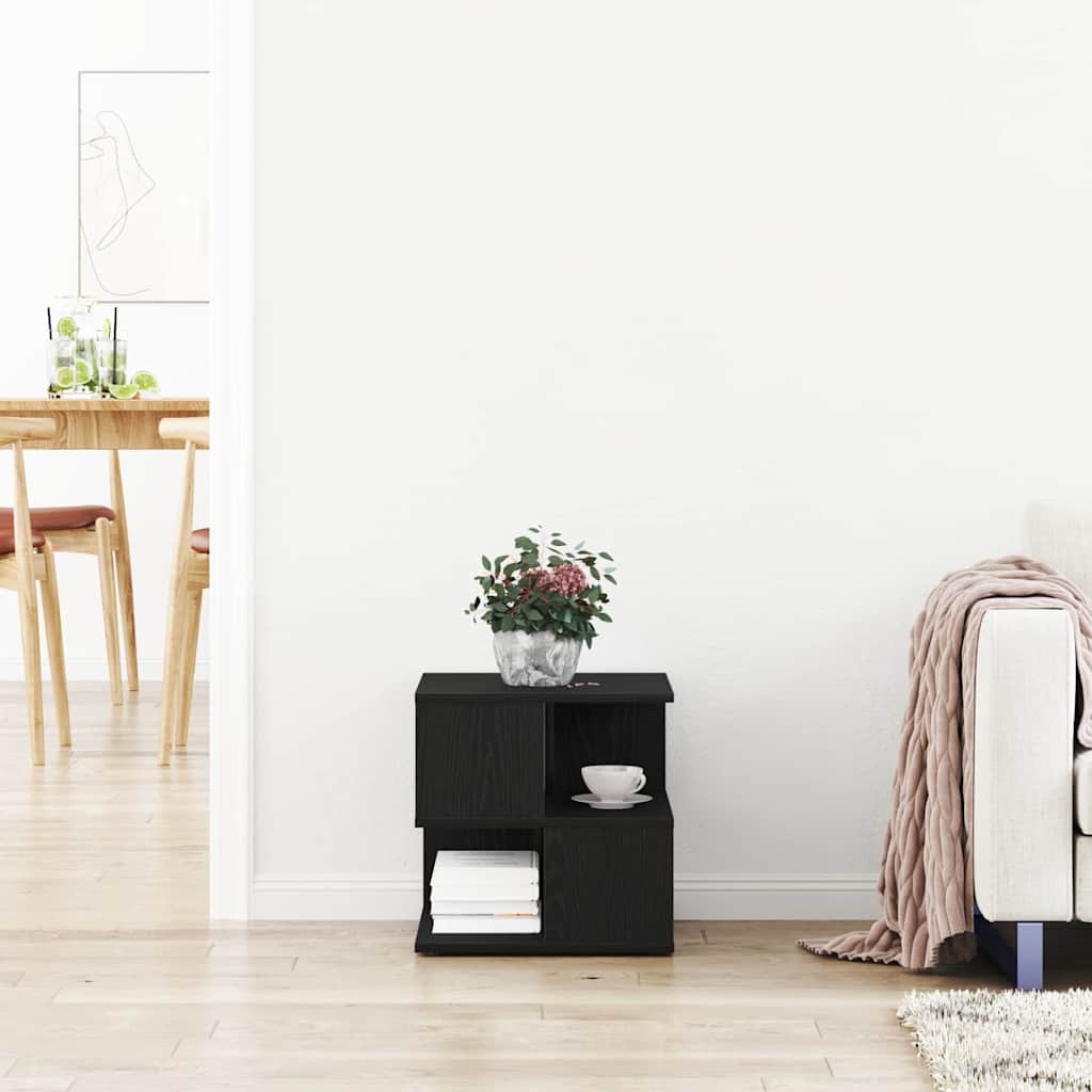 Beistelltisch mit Regal Schwarz Eichen-Optik 30 x 30 x 55 cm