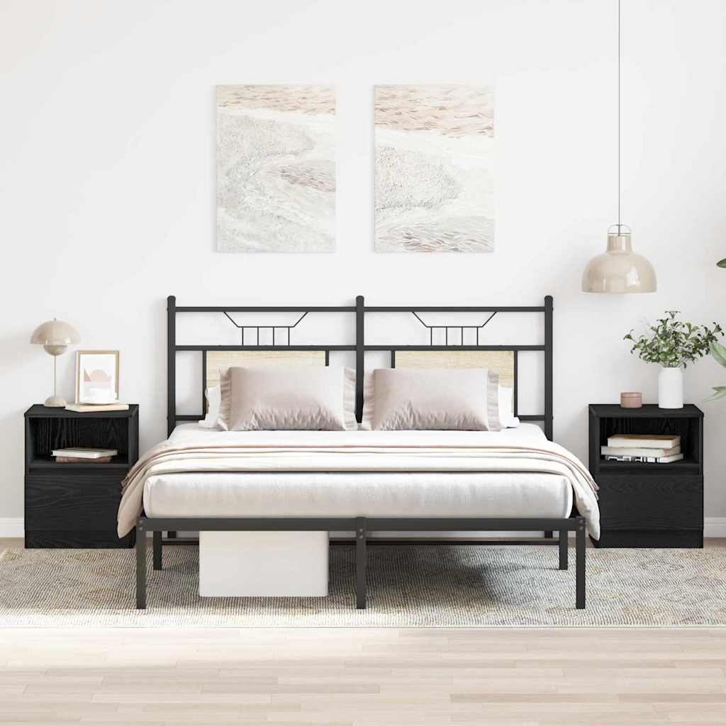 Nachttisch 2 pcs Schwarz Eichen-Optik 40 x 40 x 50 cm