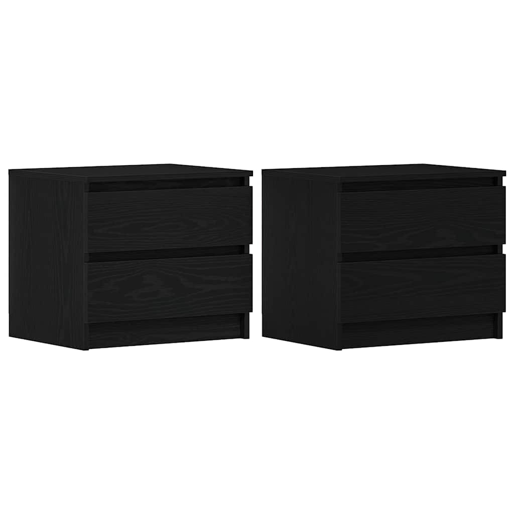 Nachttisch 2 pcs Schwarz Eichen-Optik 50 x 40 x 43,5 cm