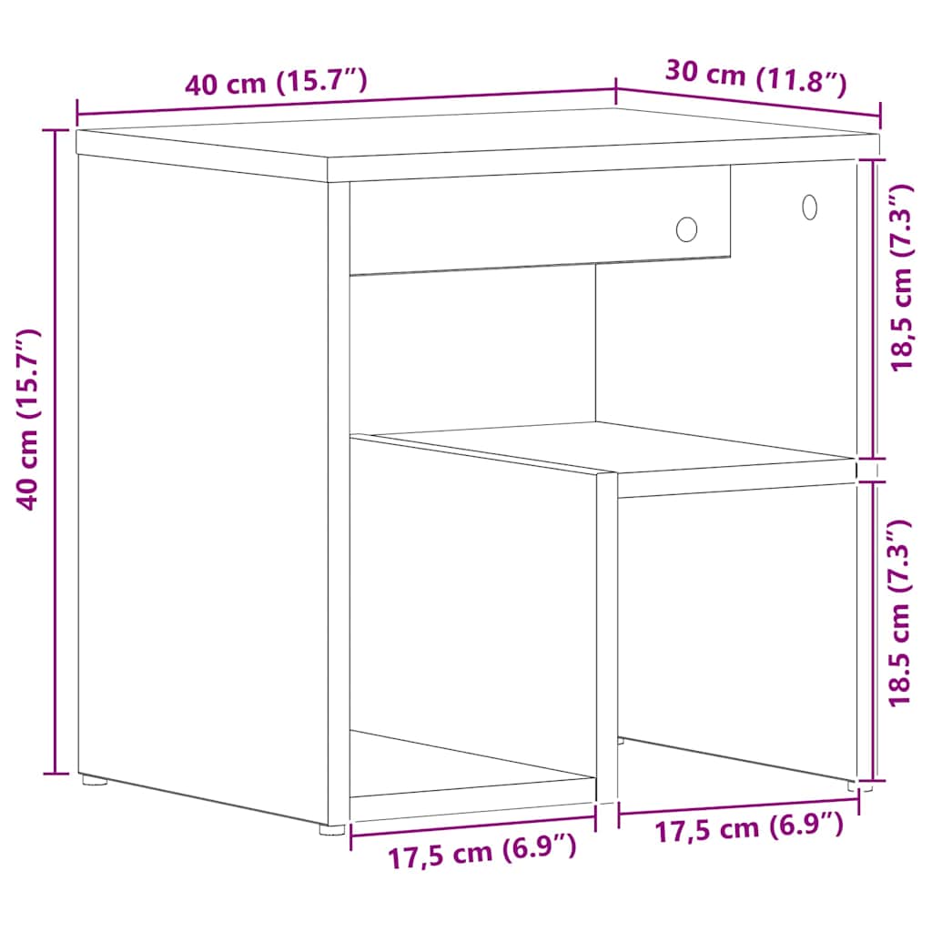 Nachttisch 2 pcs Schwarze Eiche 40 x 30 x 40 cm Holzwerkstoff