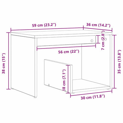 Beistelltisch Schwarz Eichen-Optik 59 x 36 x 38 cm
