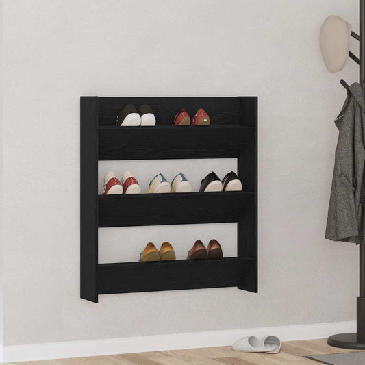 Wandschuhschrank mit Regal 2 pcs Schwarze Eiche 80 x 18 x 90 cm